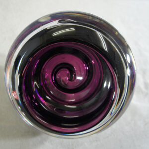 Lars Hellsten for Orrefors. Heavy spiral pattern glass bowl. Height 13, diam 20, konstglas, glasskål, Wigerdals värld