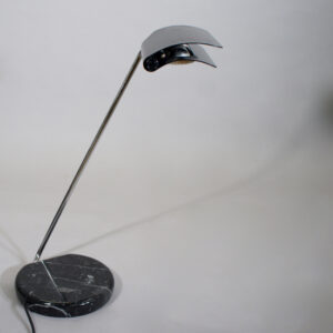 Bruno Gecchelin for Skipper 1960. ¨Tegola¨. Table lamp in steel with marble base. Height 64 cm. Skrivbordslampa, Wigerdals Värld