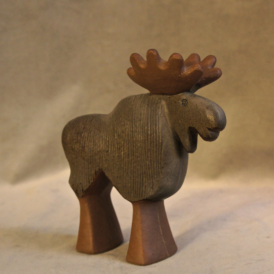 Lisa Larson for Gustavsberg. Moose figurine in stoneware. Älg i stengods. Wigerdals Värld