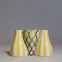 Stig Lindberg for Gustavsberg, Sweden. Vase/candle holder in faience. "Snurran". 20x12 cm.