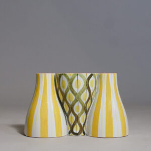 Stig Lindberg for Gustavsberg, Sweden. Vase/candle holder in faience. "Snurran". 20x12 cm.