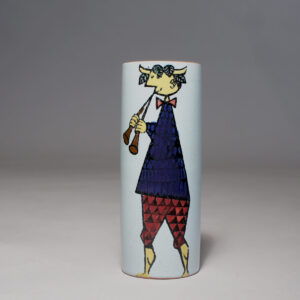 Stig Lindberg for Gustavsberg, Sweden. "Karneval" Vase in faience with decoration. Height 15 cm.