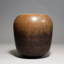 Vase in stoneware by Saxbo, Denmark with matt harefur glaze. Height 20 cm.