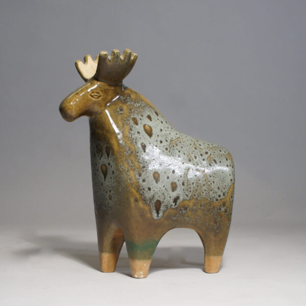 Lisa Larson for Gustavsberg, Sweden. Moose in stoneware with glossy glaze. Lenght 23, height 26 cm.