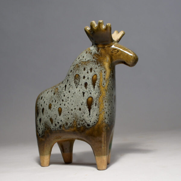 Lisa Larson for Gustavsberg, Sweden. Moose in stoneware with glossy glaze. Lenght 23, height 26 cm.