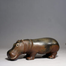 . Gunnar Nylund for Rörstrand, Sweden. Hippo in stoneware with matte glaze. Lenght 29 cm.
