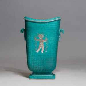Wilhelm Kåge for Gustavsberg. "Argenta". Ceramic urn with silver decoration. Height 25 cm.