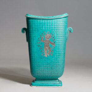 Wilhelm Kåge for Gustavsberg. "Argenta". Ceramic urn with silver decoration. Height 25 cm.