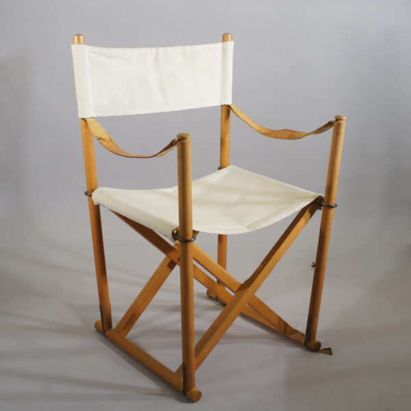 Mogens Koch / Källemo, Sweden. "M16". Folding chair in beech, leather and canvas.