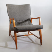 Carl Cederholm for Stil & Form, Sweden. Easy chair in new wool fabric and legs in wood. 1040-50's.