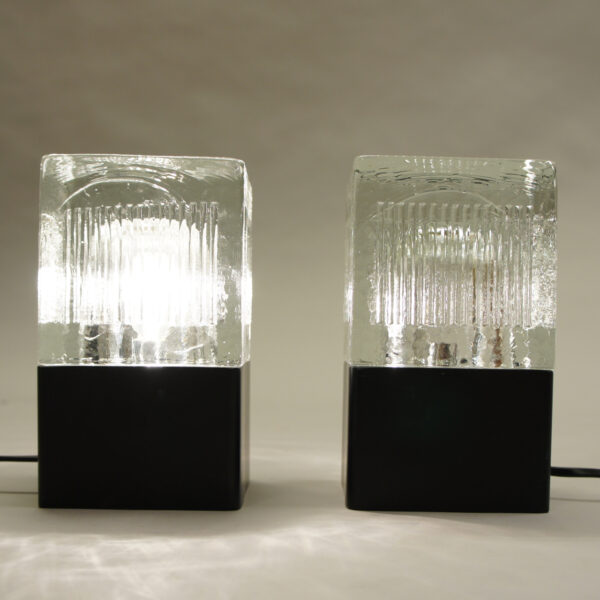 Desk lamp in metal and glass shades. 1970's