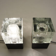 Desk lamp in metal and glass shades. 1970's