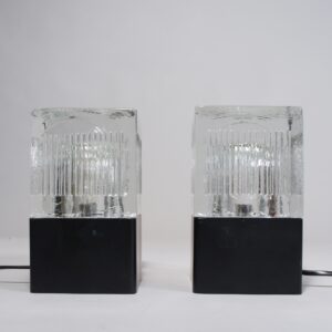 Desk lamp in metal and glass shades. 1970's