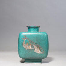 Wilhelm Kåge for Gustavsberg, Sweden. "Argenta". Urn in stoneware with silver decorations.