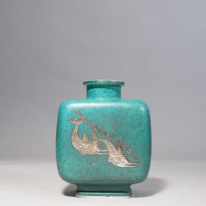 Wilhelm Kåge for Gustavsberg, Sweden. "Argenta". Urn in stoneware with silver decorations.