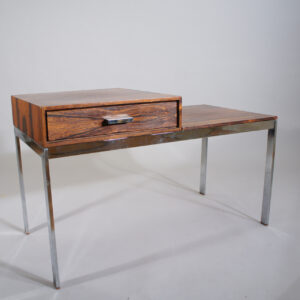 Gillis Lundgren for Ikea "Alpacka". Bench with drawer in rosewood and legs of crome steel. 1960's.