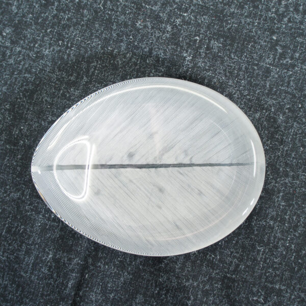 Tapio Wirkkala for Ittala. Glass bowl with comb cut patterns. Signed with name and maker.