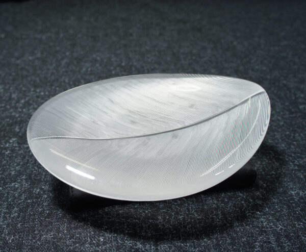 Tapio Wirkkala for Ittala. Glass bowl with comb cut patterns. Signed with name and maker.