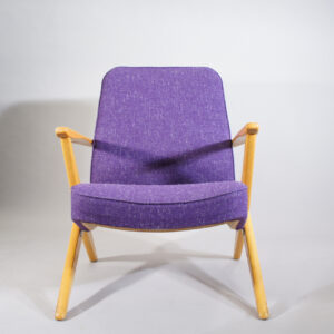 Bengt Ruda for Nordiska Kompaniet, Sweden. "Domstolsstolen". Easy chair in beech with new upholstered seating.