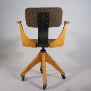 Deskchair in oak and new upholstered seat and back. 1920's. Maker unknown.