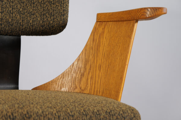Deskchair in oak and new upholstered seat and back. 1920's. Maker unknown.