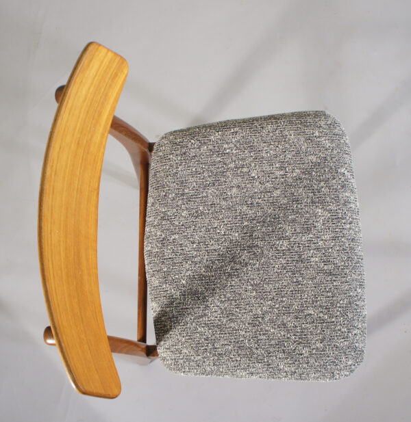 Four chairs in teak. Made in Denmark. New upholstered seats.