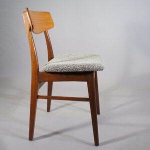 Four chairs in teak. Made in Denmark. New upholstered seats.