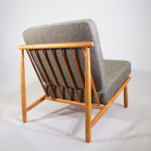 Alf Svensson for Dux, Sweden. "Domus". A pair of easy chairs i teak with new upholstered seatings.