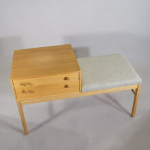 Sven Engström & Gunnar Myrstrand for Tingströms, Sweden. Bra Bohag. Bench with drawr in oak. "Casino". Bänk med hurts hallmöbel. Wigerdals Värld