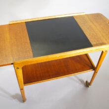 Yngve Ekström "Thea". Serving trolley in teak and laminate on wheels. Serveringsvagn, tévagn
