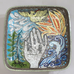 Mari Simmulson for Upsala Ekeby. Decorated plate in ceramic. skål tallrik Wigerdals Värld