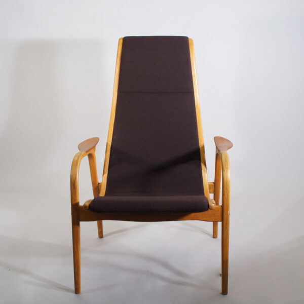 Yngve Ekström for Swedese, Sweden. Lamino. Easy chair new upholstered with wood in oak and teak.