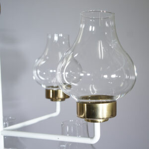 Anders Pehrson for Ateljé Lyktan, Sweden. Ceiling chandelier in painted metal, brass and glass. Height 80 cm. Ljuskrona