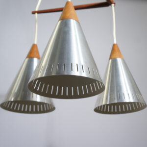 1960's ceiling lamp in teak and metal. Taklampa Wigerdals