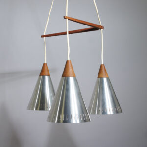 1960's ceiling lamp in teak and metal. Taklampa teak metall. Wigerdal