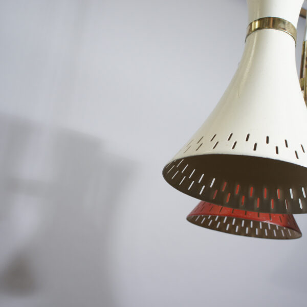1950's ceiling lamp in painted metal and details in brass. Taklampa wigerdals