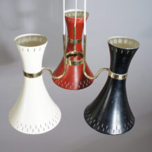 1950's ceiling lamp in painted metal and details in brass.Taklampa Wigerdals
