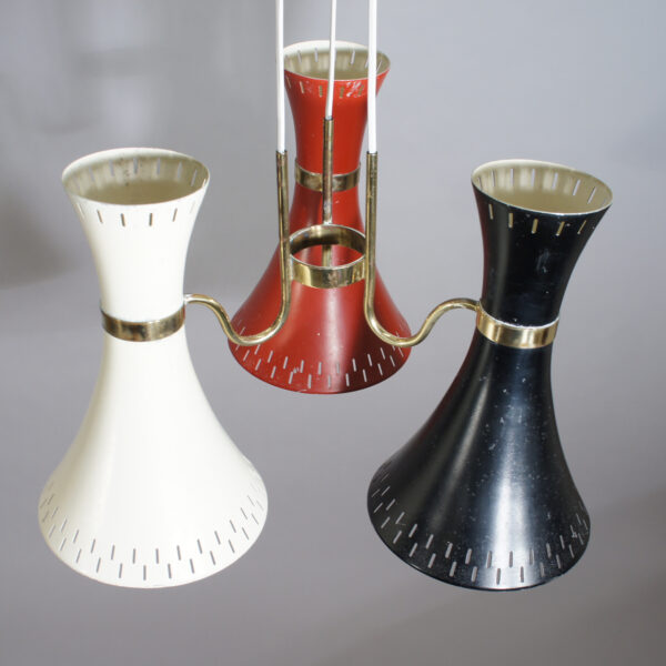 1950's ceiling lamp in painted metal and details in brass.Taklampa Wigerdals