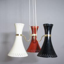 1950's ceiling lamp in painted metal and details in brass. Taklampa 50-tal. Wigerdals