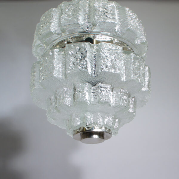 Ceiling lamp in glass and chrome steel. Taklampa krom glas 1960's