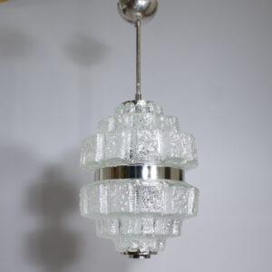 1960's ceiling lamp in glass and chrome steel. Taklampa krom glas 60-tal Wigerdals