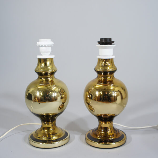 A pair of table lamps by Luxus, Sweden. Glass, brass. Bordslampor i glas, mässing wigerdals