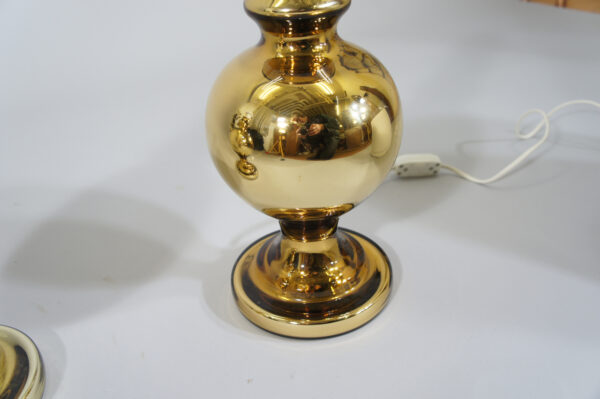 A pair of table lamps by Luxus, Sweden. Glass, brass. Bordslampor Luxus, glas mässing Wigerdals