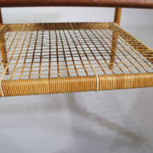 Coffee table in solid teak with rattan. Kurt Østervig for Jason, Denmark. Soffbord i solid teak med tidningshylla i rotting. Wigerdals