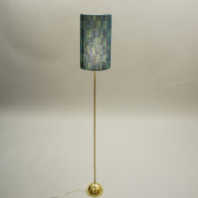 Floor lamp i brass by Hans-Agne Jakobsson, Sweden. New shade by Sven Markelius with the fabric "Prisma"
