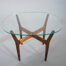 Side table by Illum Wikkelsö in rosewood and glass top. lampbord i jakaranda och glastopp. Wigerdals