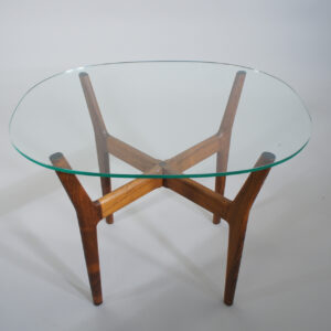 Side table by Illum Wikkelsö in rosewood and glass top. lampbord i jakaranda och glastopp. Wigerdals