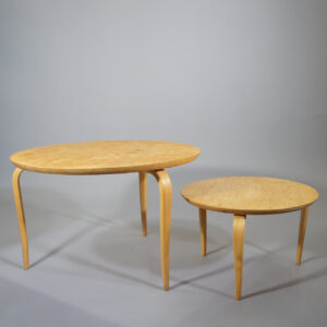 Bruno Mathsson for Bruno Mathsson int. "Annika". Two part nesting table in masur birch and beech. Wigerdals