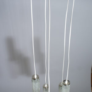 Ceiling lamp in chrome with 5 shades i glass. Taklampa i krom med 5 glaskupor. Wigerdals Värld