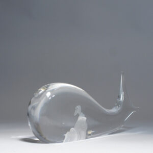 Vicke Lindstrand for Kosta, Sweden ¨Jona i valenfiskens buk¨ (Jonah and the whale) Signed glass sculpture. Glasskulptur Wigerdals.com